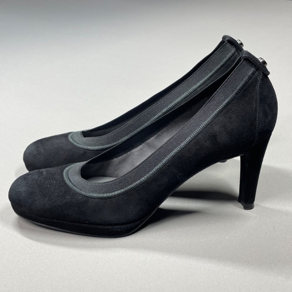 Stuart Weitzman Shoes Womens 7 black suede heels designer classic - Picture 4 of 13